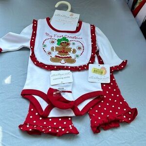 NWT Christmas matching as with bib and socks